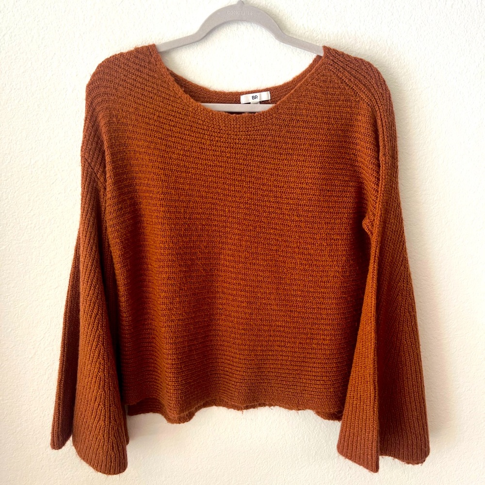 Brown Bell-Sleeve Sweater